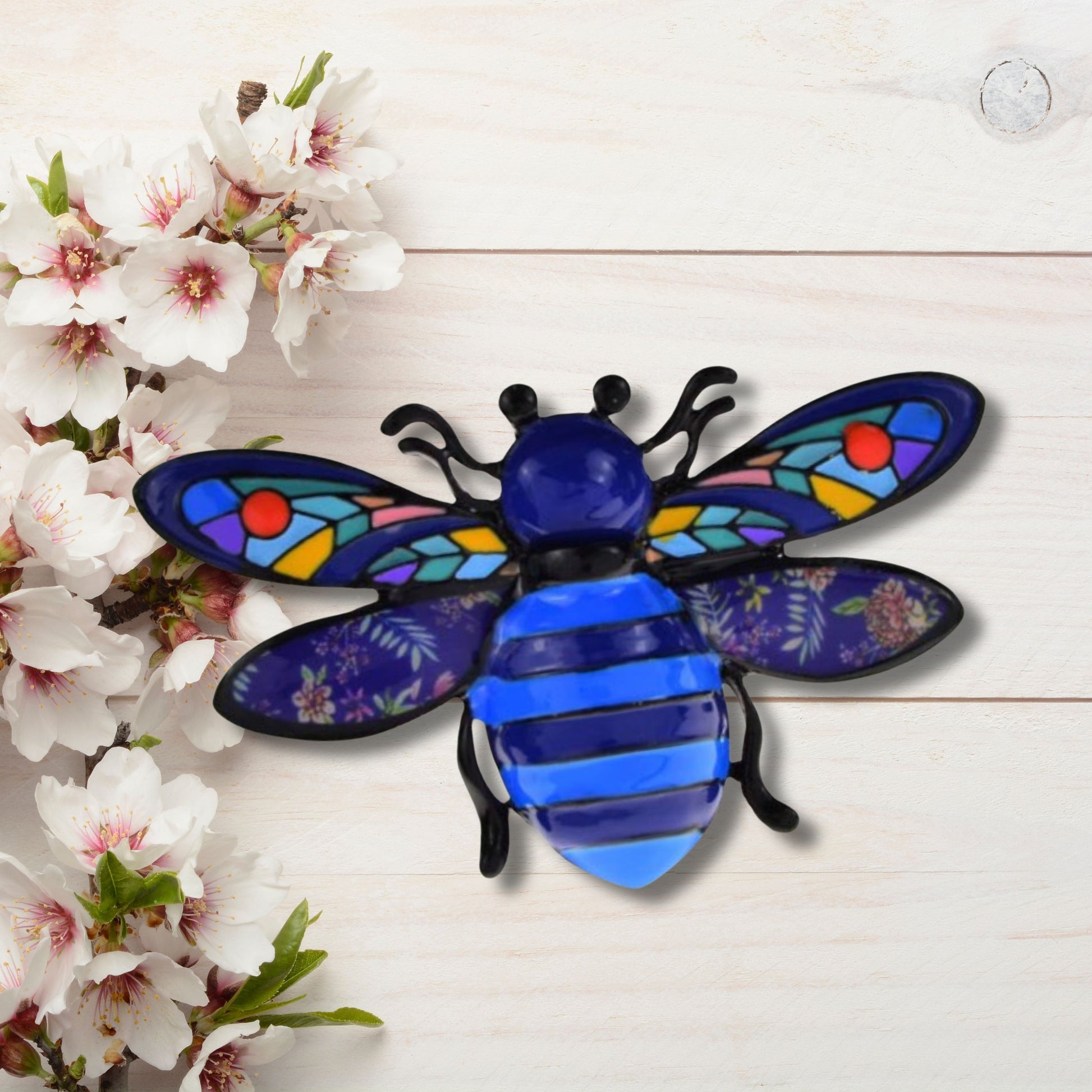 Blue Honeybee Brooch Pin