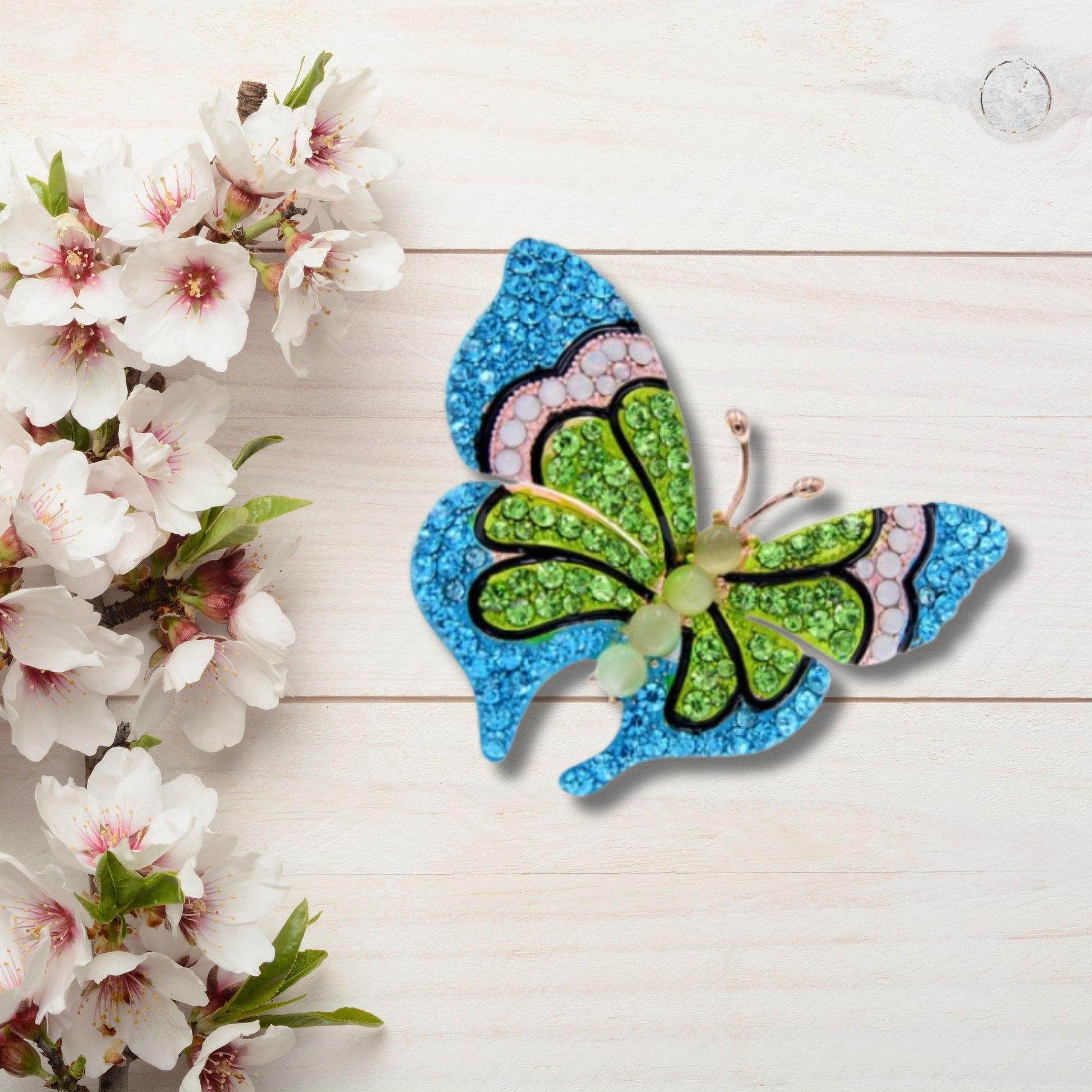 Blue Rhinestone Butterfly Fashion Brooch Pin