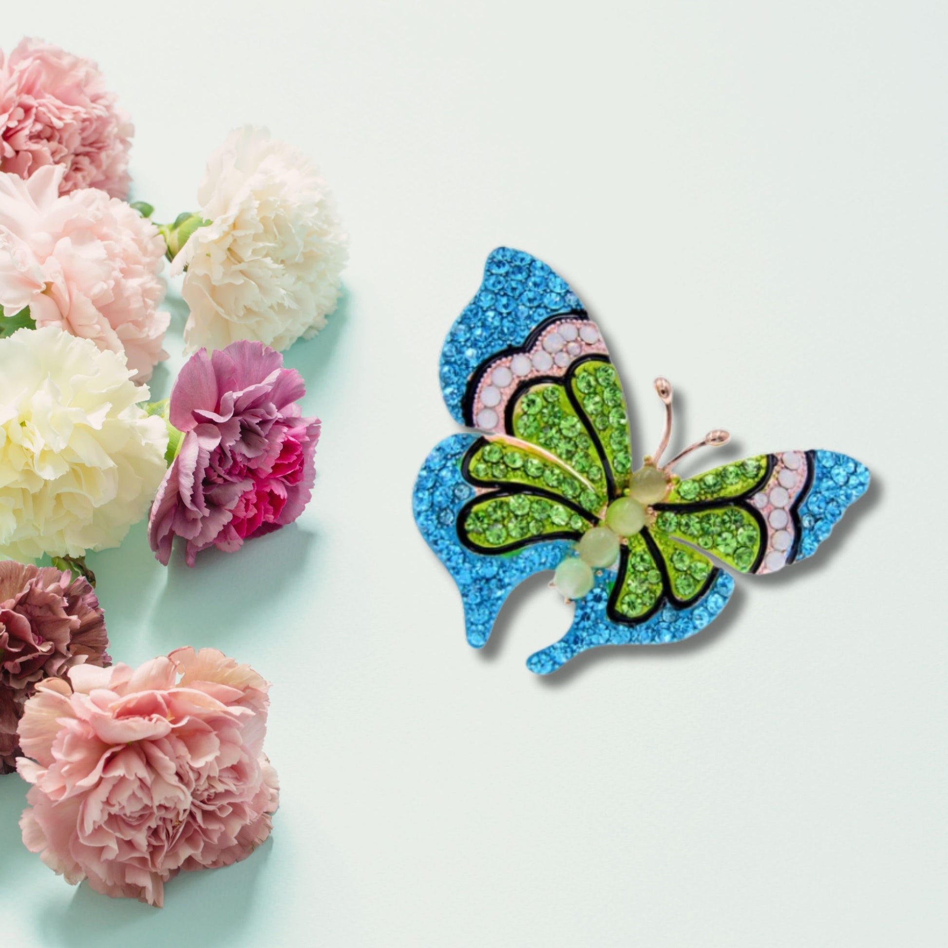 Blue Rhinestone Butterfly Fashion Brooch Pin