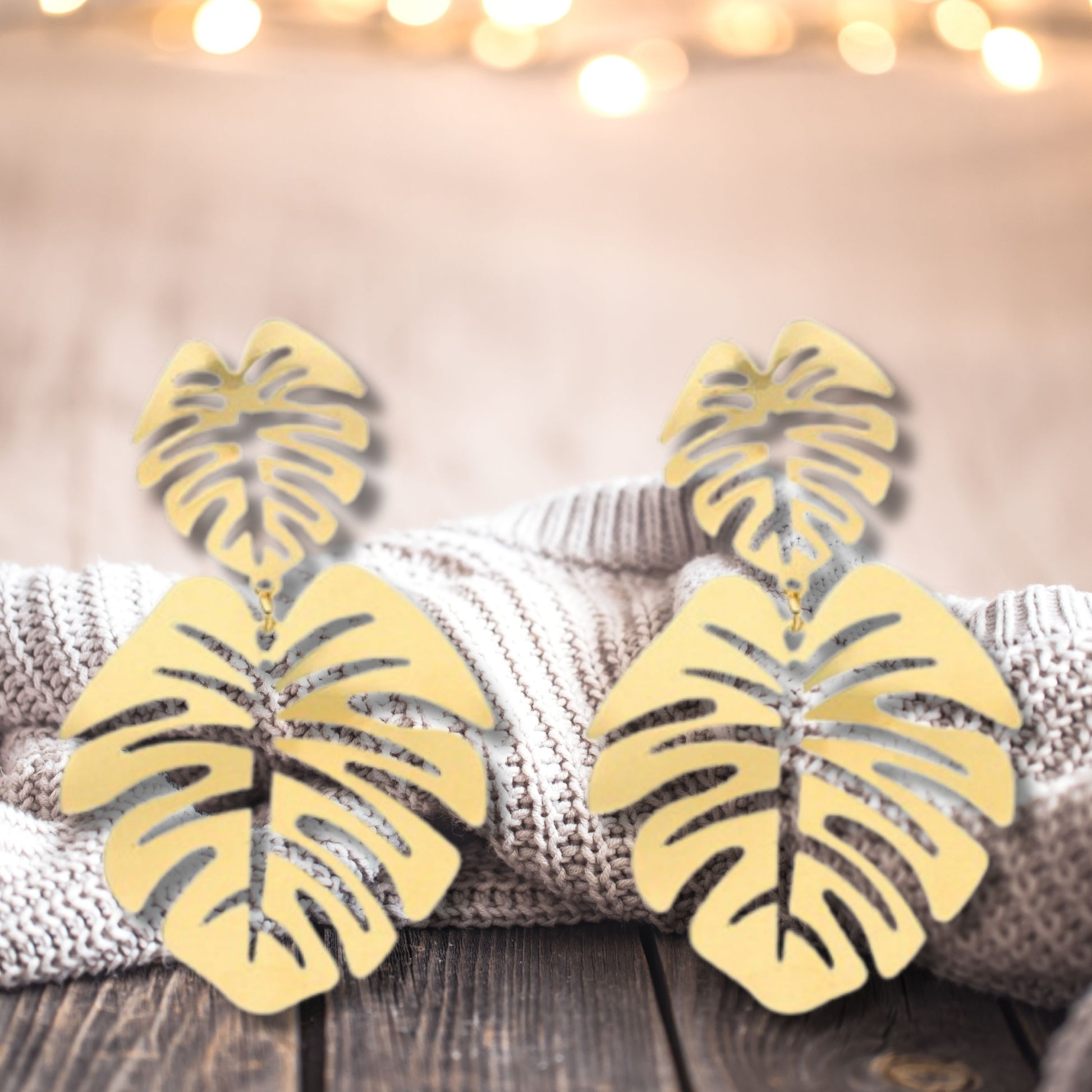 Gold Tropical Leaves Earrings