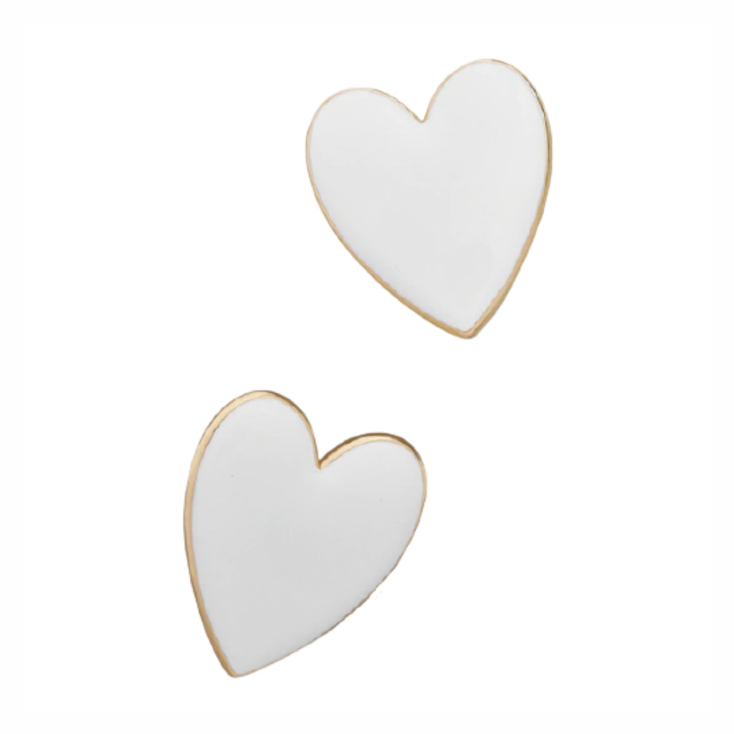 White Enamel Heart Earrings