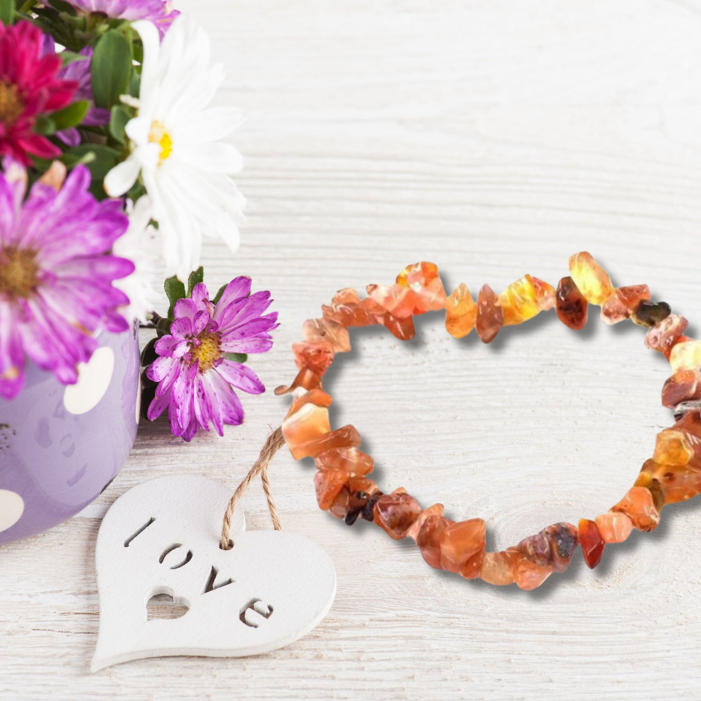 Natural Healing Stone Pure Red Agate Stretch Bracelet