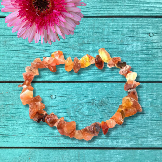 Natural Healing Stone Pure Red Agate Stretch Bracelet