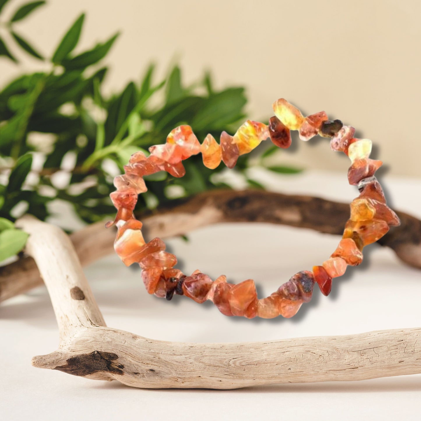 Natural Healing Stone Pure Red Agate Stretch Bracelet