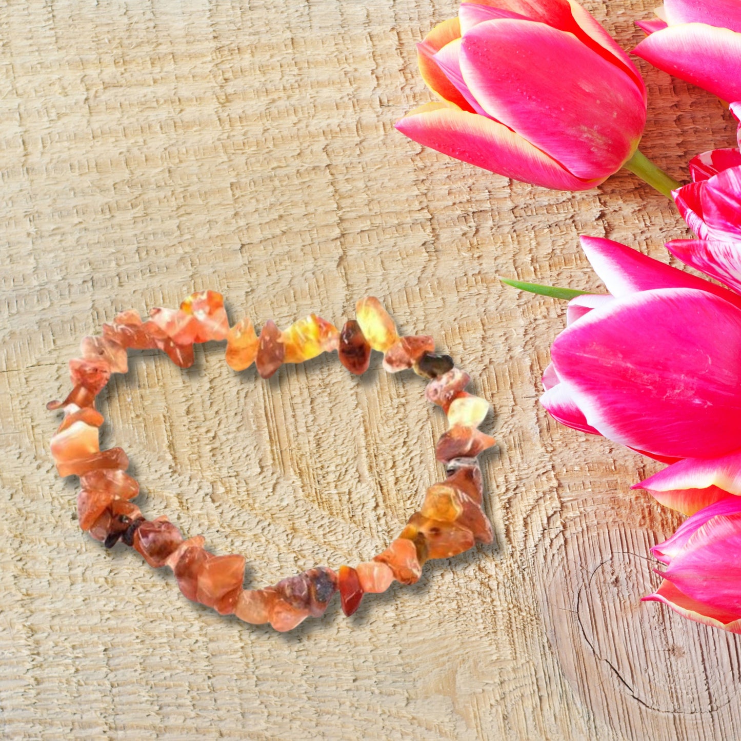 Natural Healing Stone Pure Red Agate Stretch Bracelet