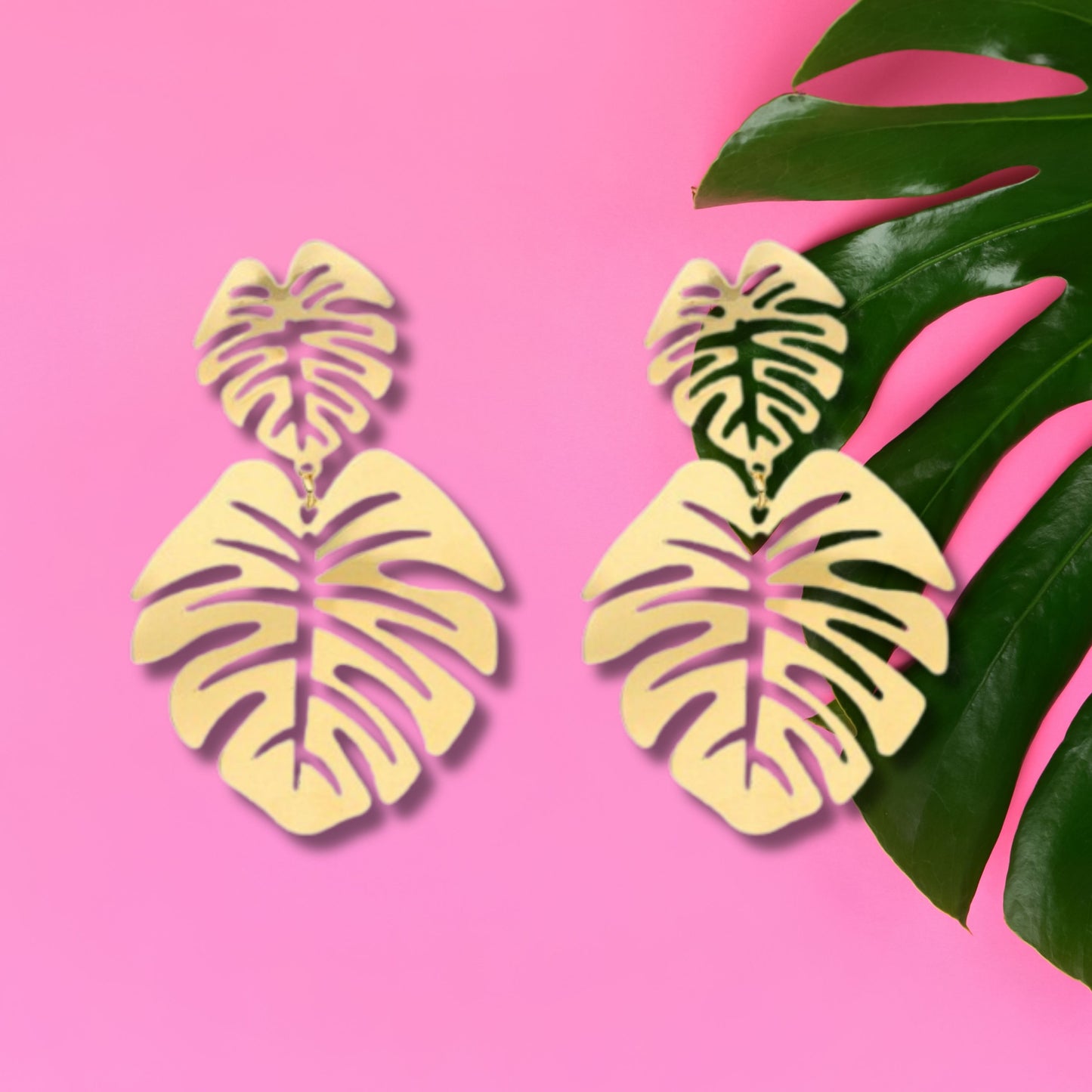 Gold Tropical Leaves Earrings