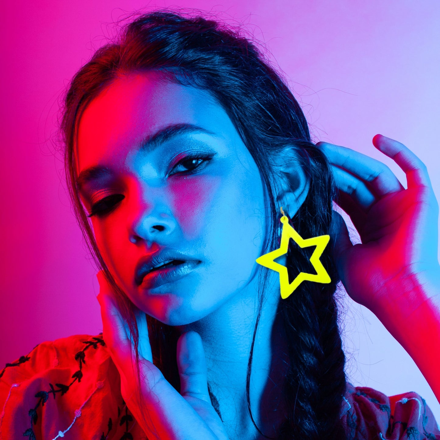 Neon Yellow Star Earrings