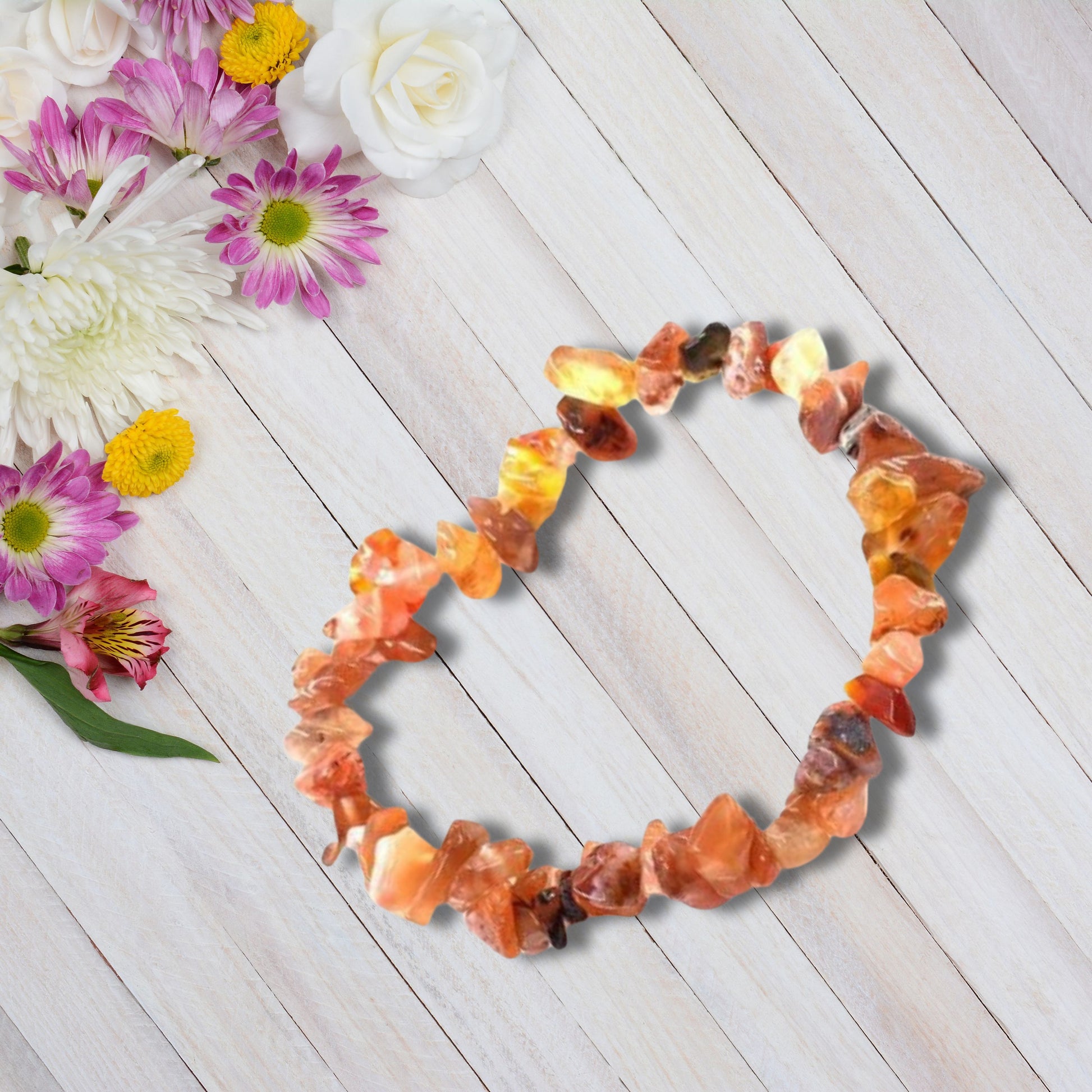 Natural Healing Stone Pure Red Agate Stretch Bracelet