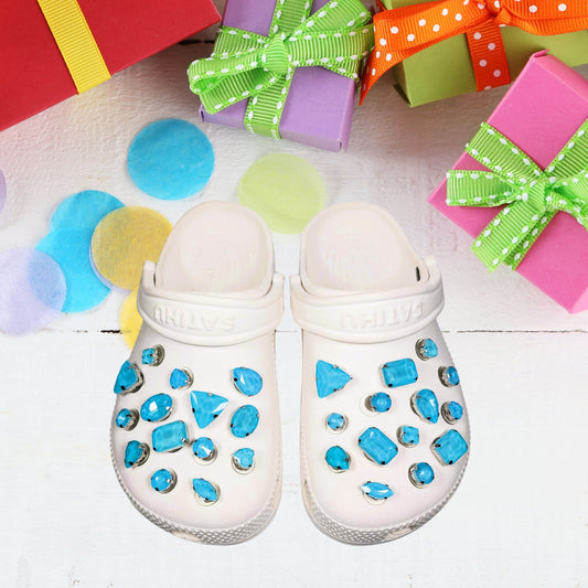 Crocs Charms Baby Blue Jelly Rhinestones