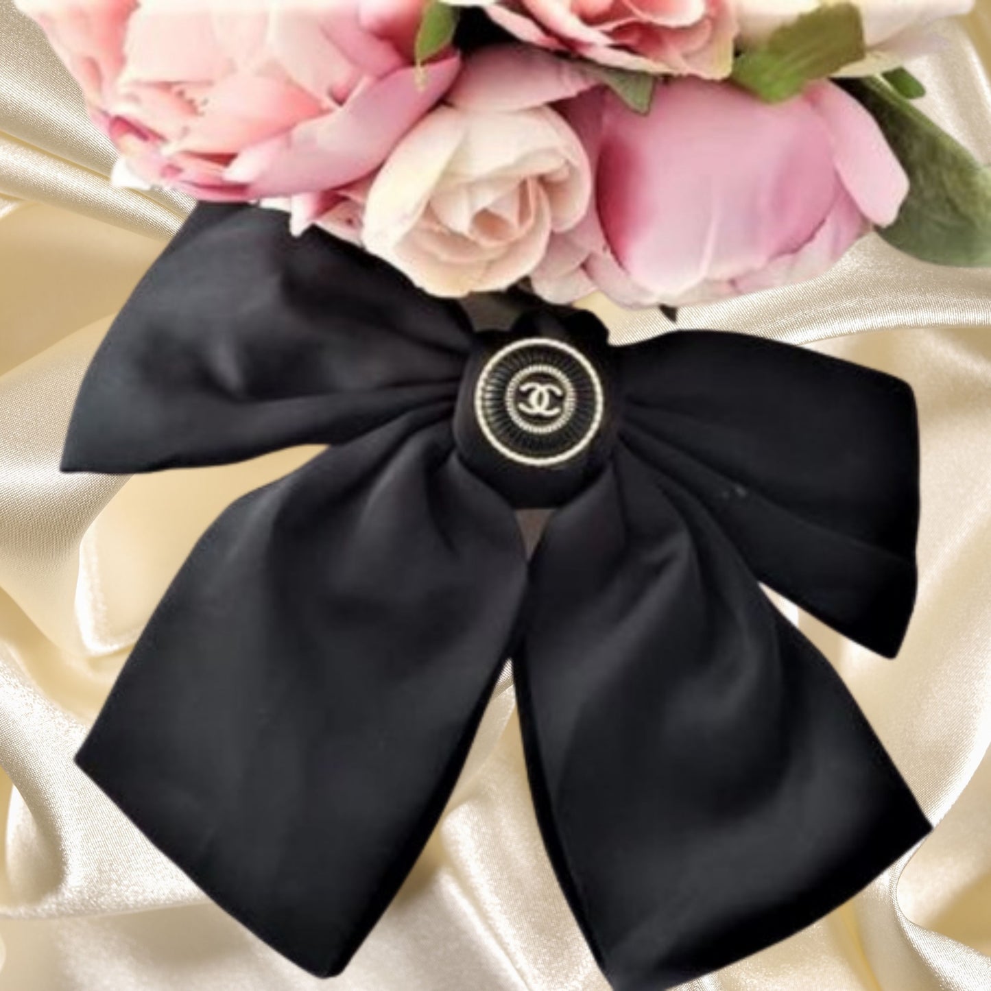 Luxury Reworked Button Satin Hair Bow