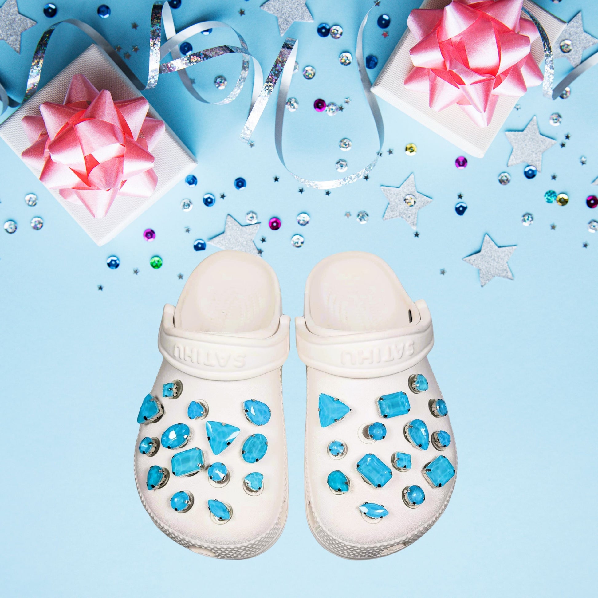 Crocs Charms Baby Blue Jelly Rhinestones