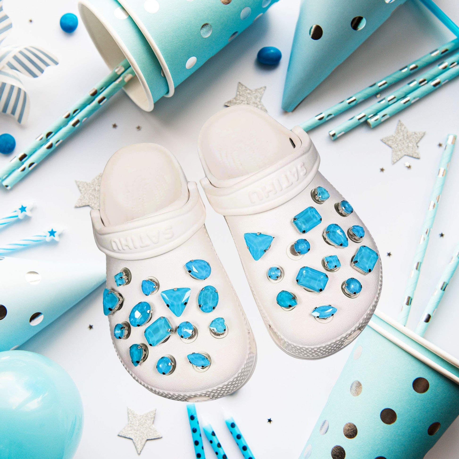 Crocs Charms Baby Blue Jelly Rhinestones