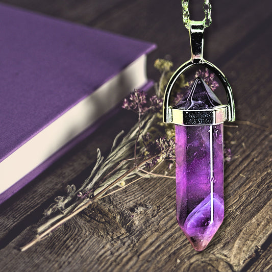 Natural Healing Amethyst Silver Plated Necklace