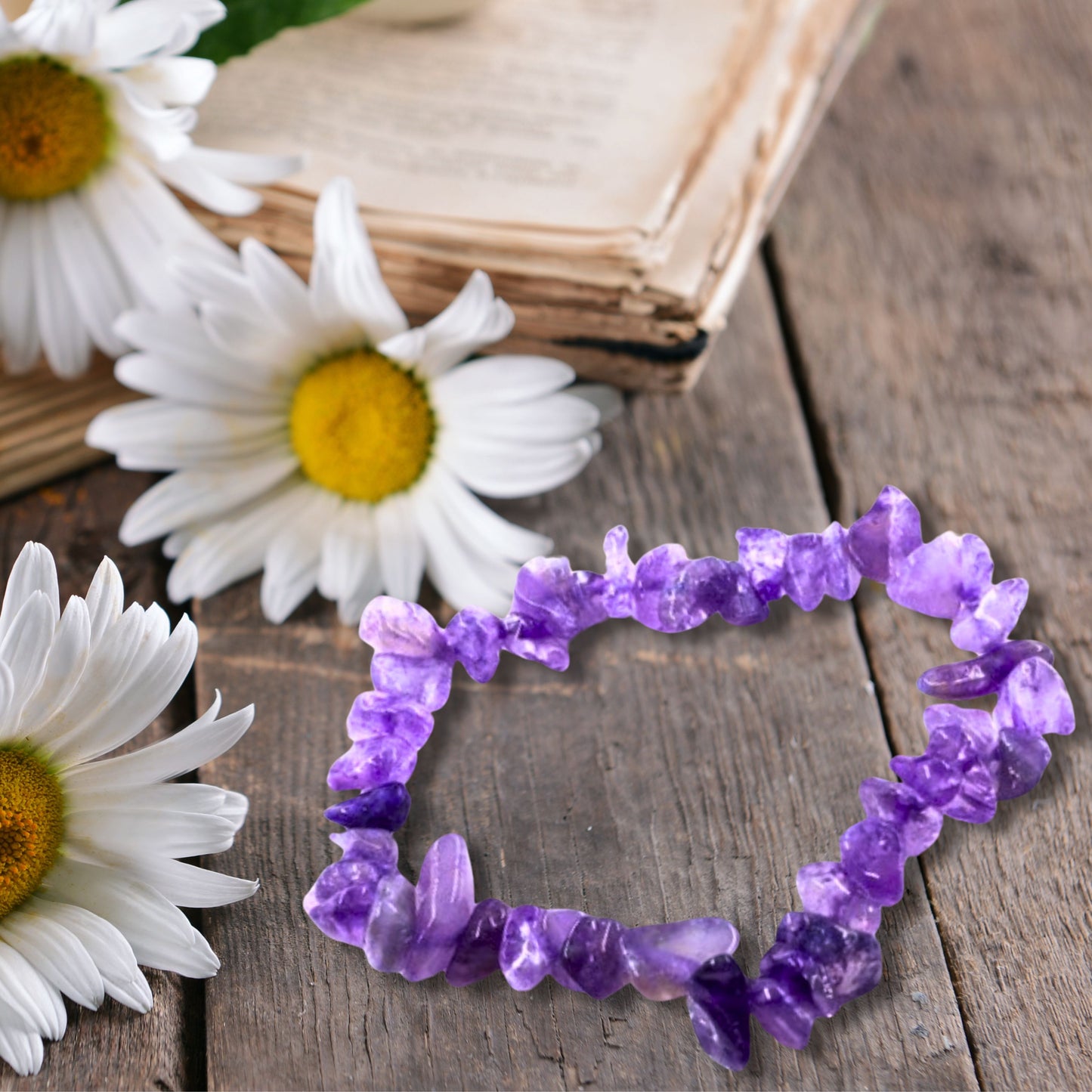 Natural Healing Purple Amethyst Gemstone Bracelet