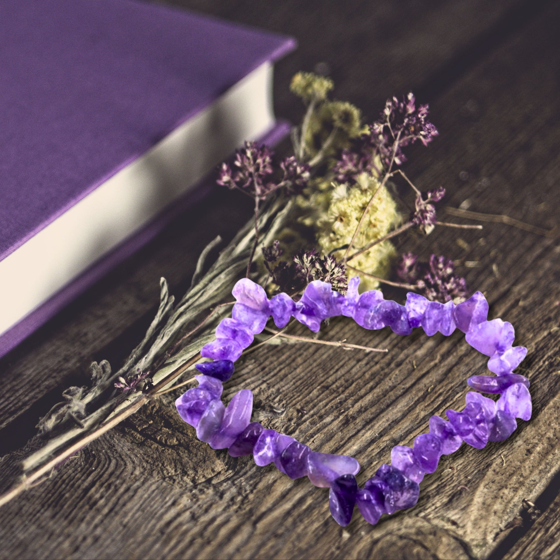 Natural Healing Purple Amethyst Gemstone Bracelet