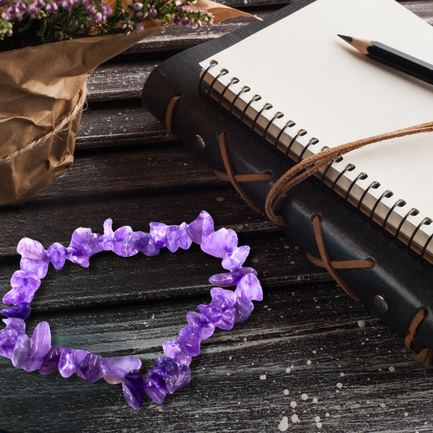 Natural Healing Purple Amethyst Gemstone Bracelet