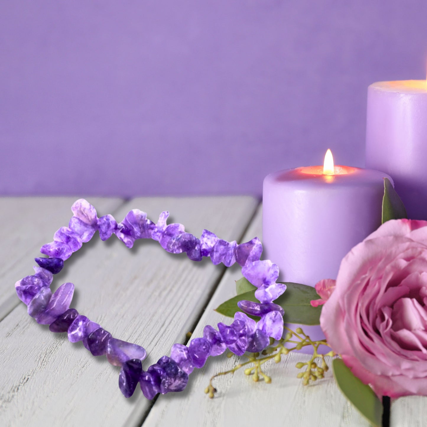 Natural Healing Purple Amethyst Gemstone Bracelet