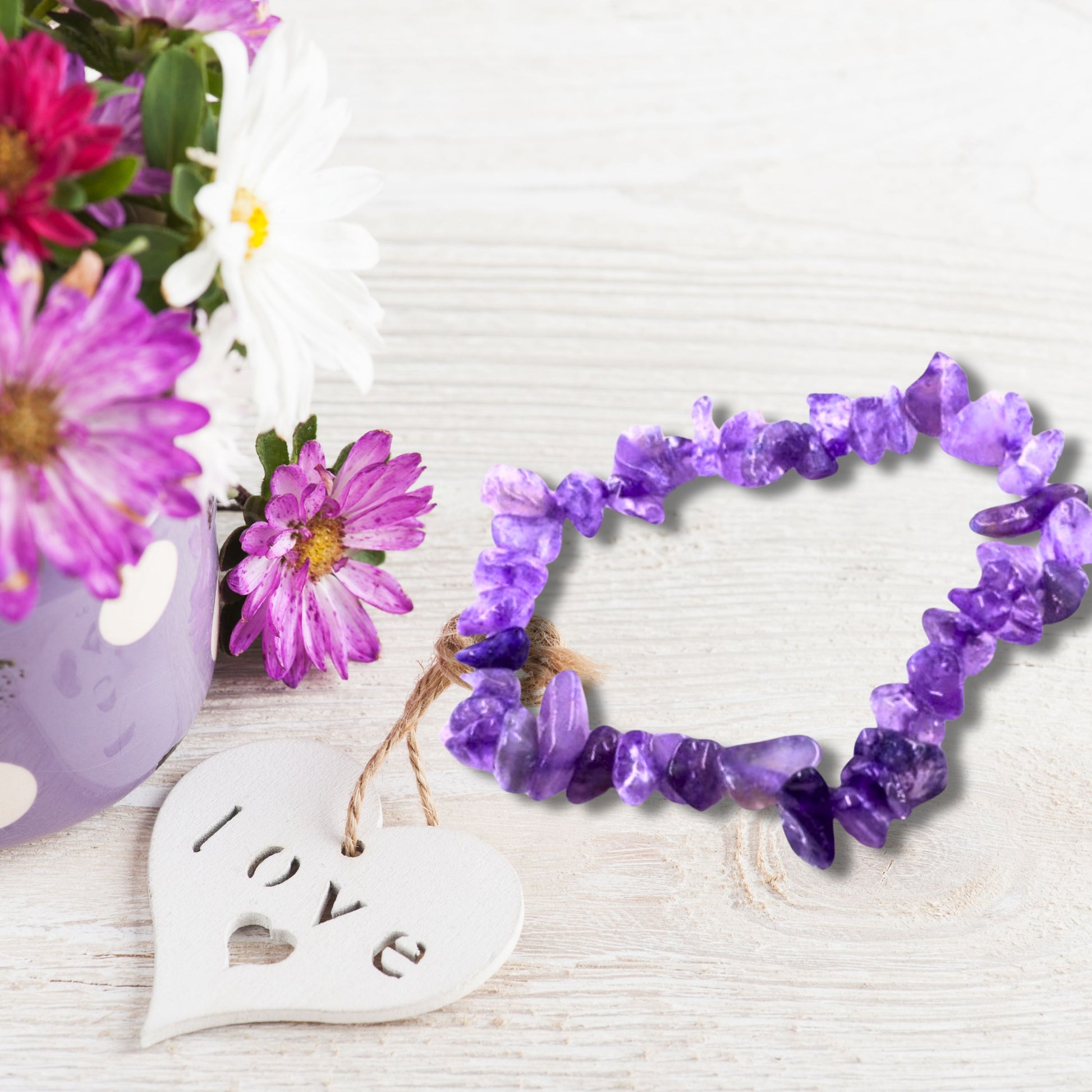 Natural Healing Purple Amethyst Gemstone Bracelet