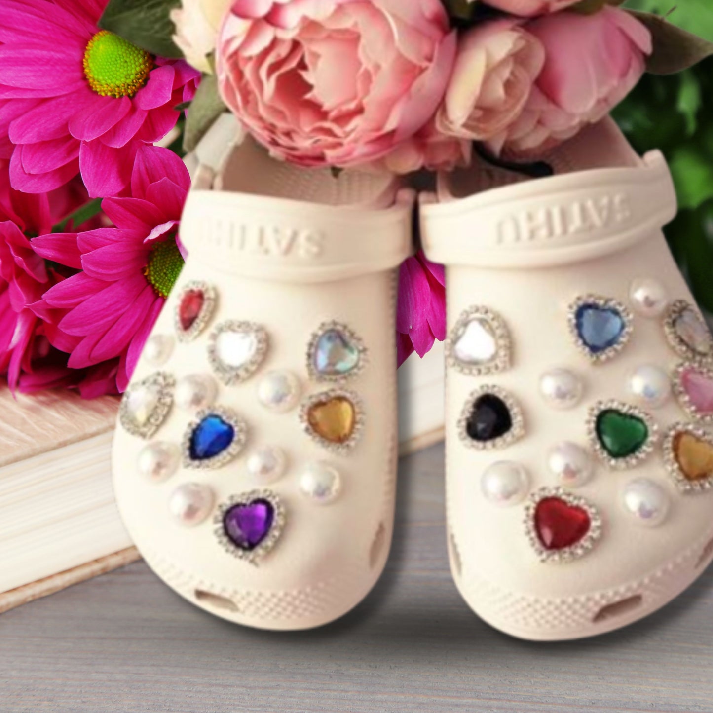 Crocs Charms Rainbow Glass Bezel Rhinestone Shoe Charms