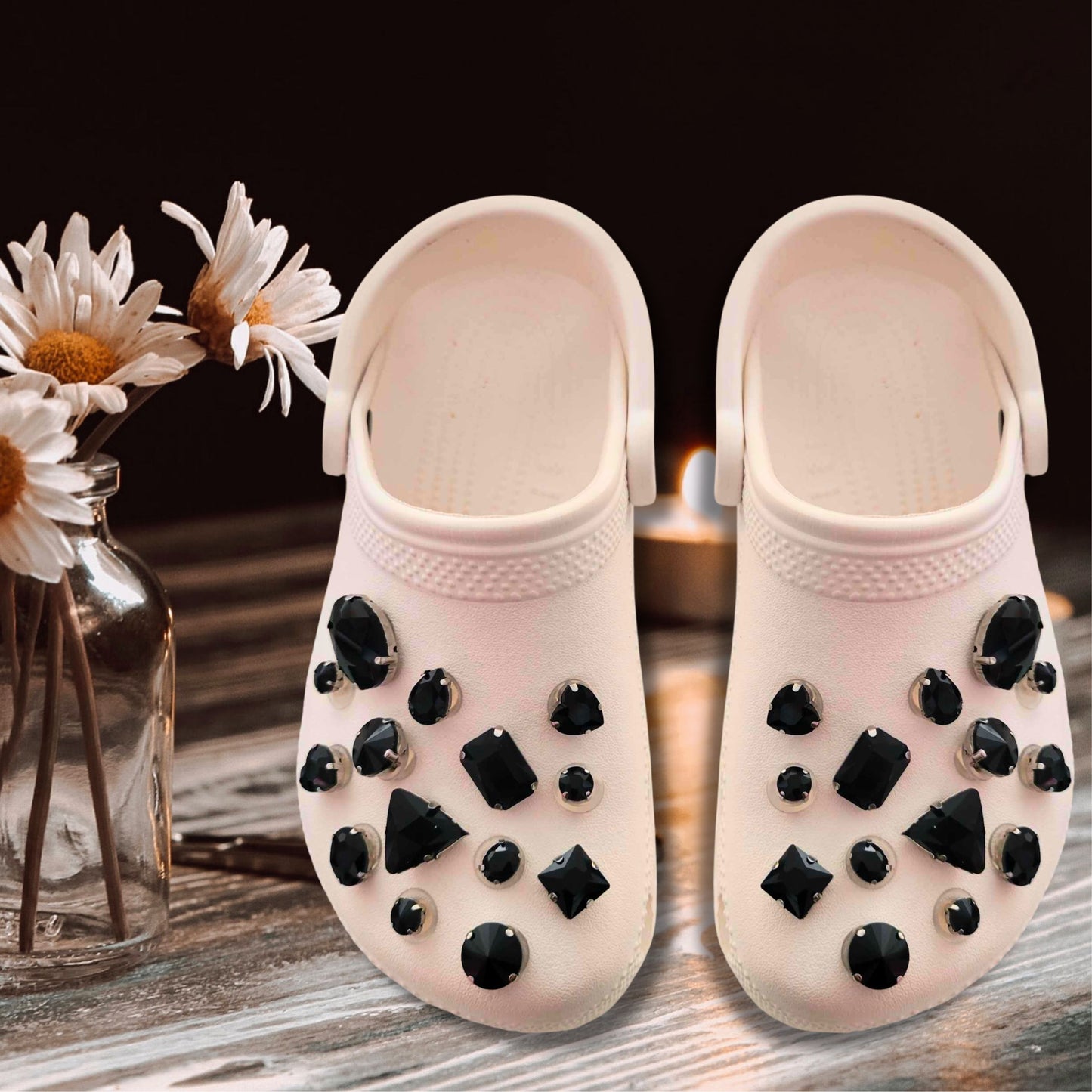 Crocs Charms Black Glass Rhinestone Shoe Charms