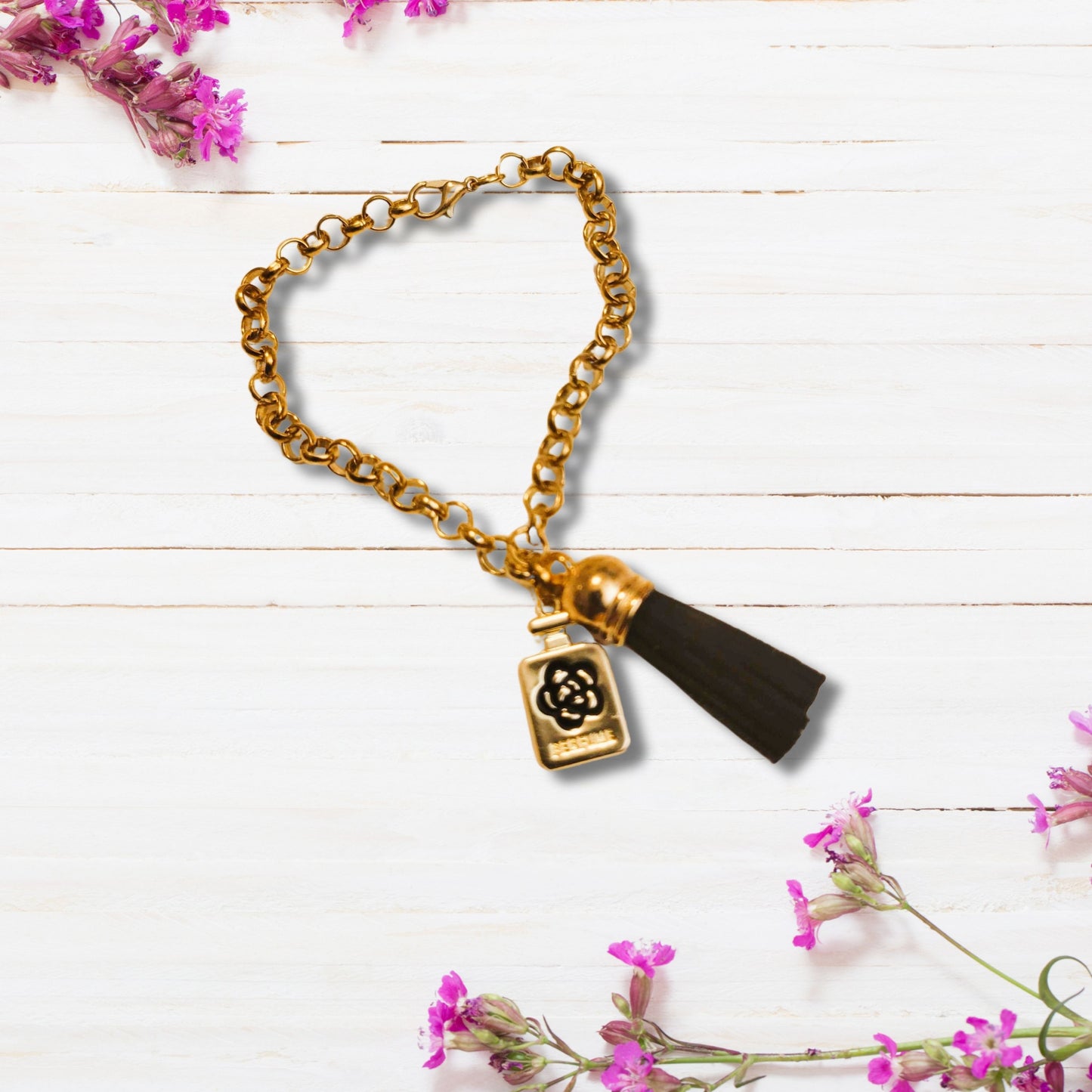 Black Perfume Charm Bracelet