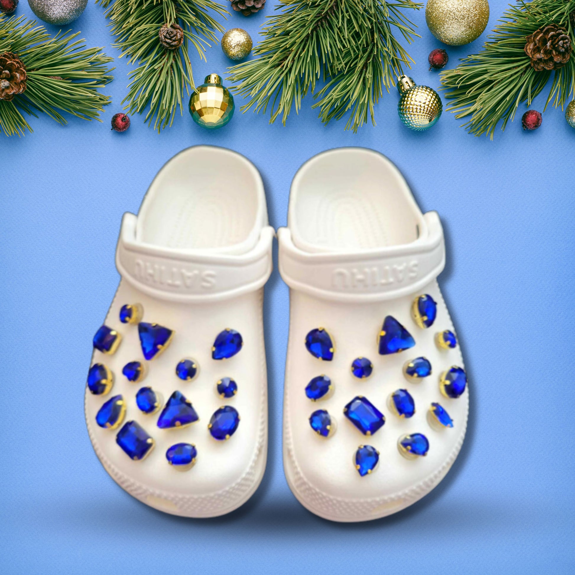 Crocs Charms Gold Claw Blue Glass Rhinestone Shoe Charms
