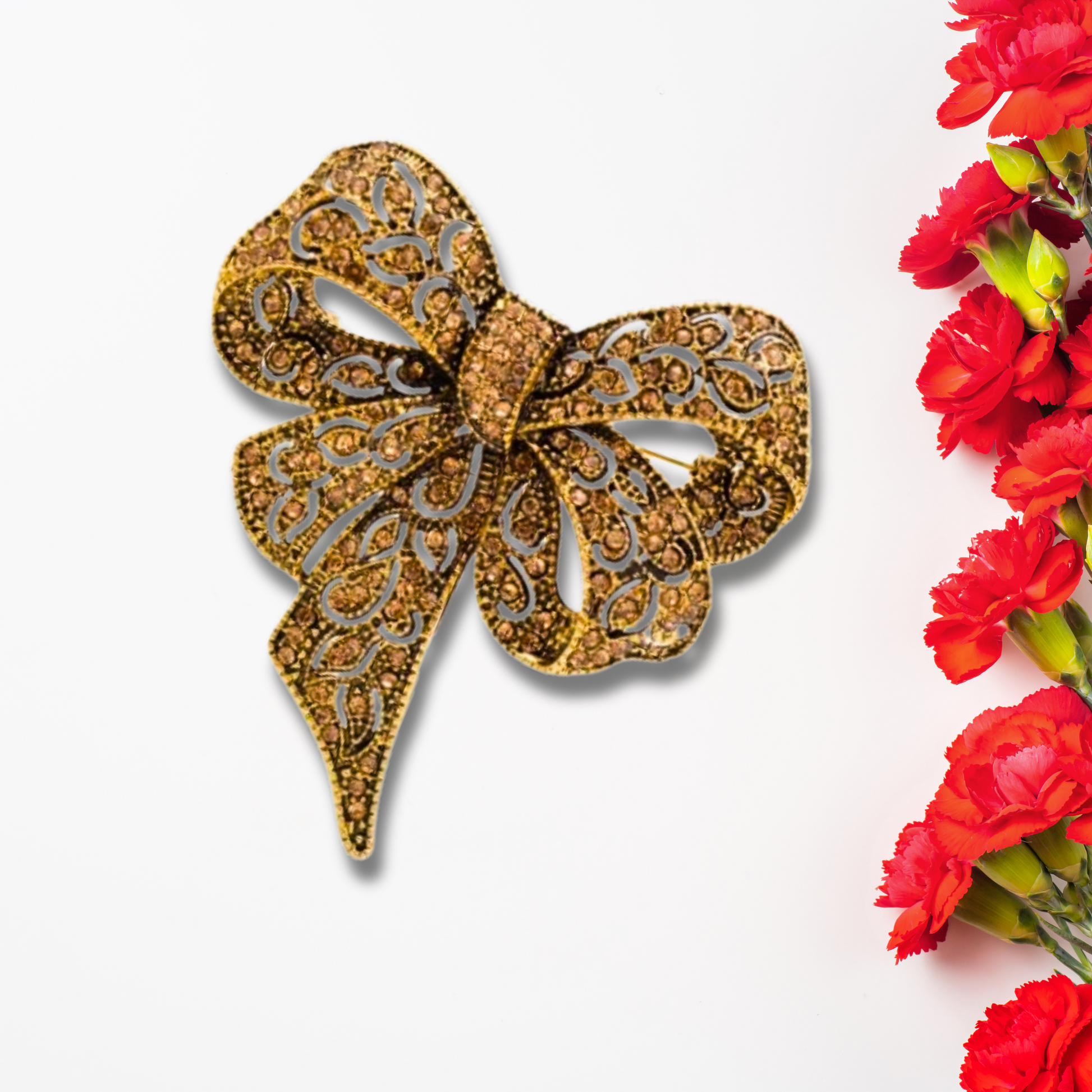 Champagne Gold Bow Brooch