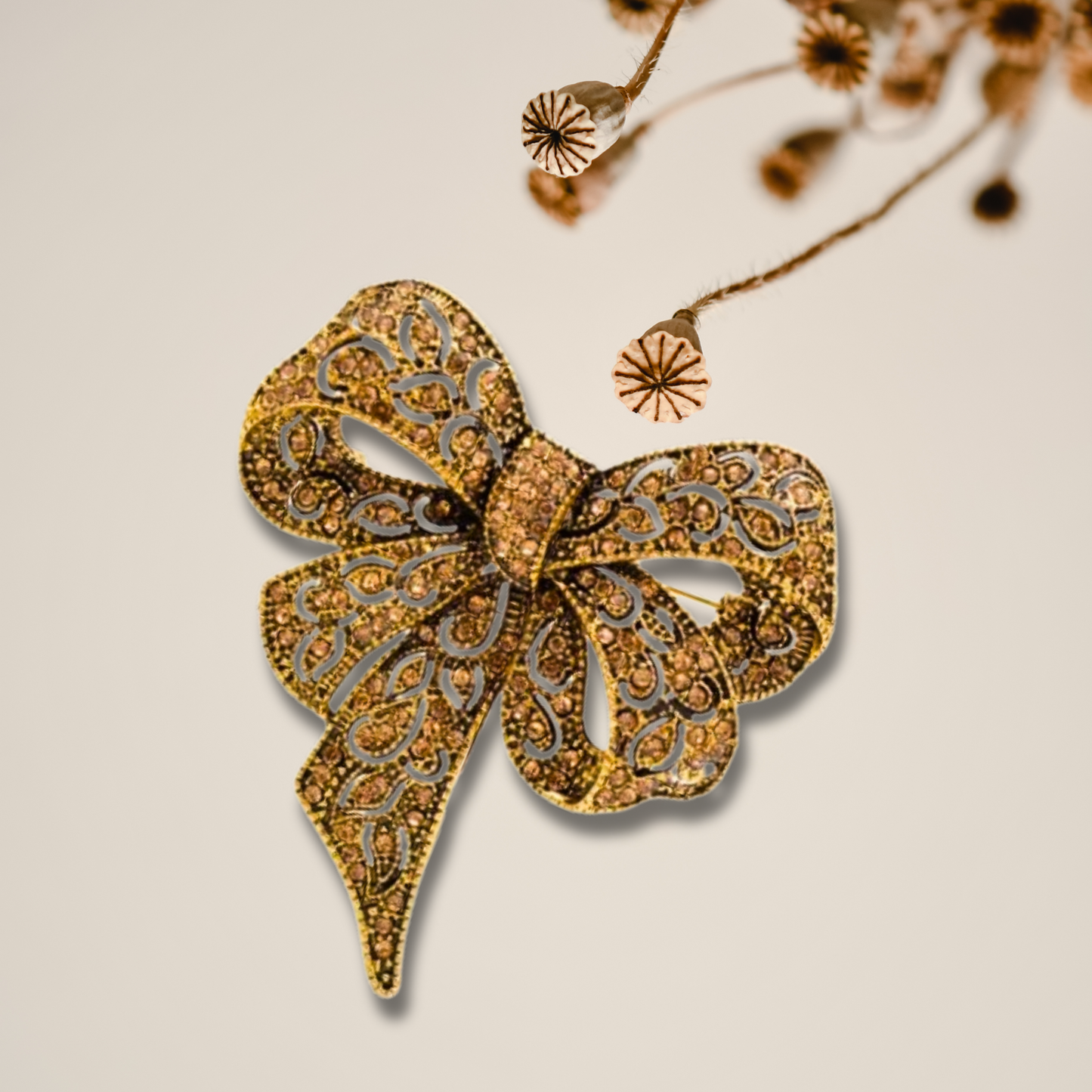 Champagne Gold Bow Brooch