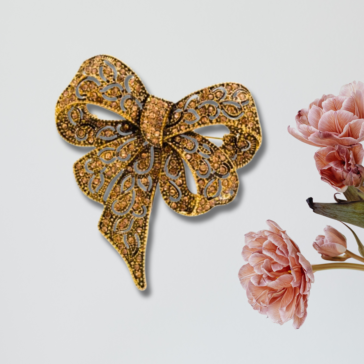 Champagne Gold Bow Brooch