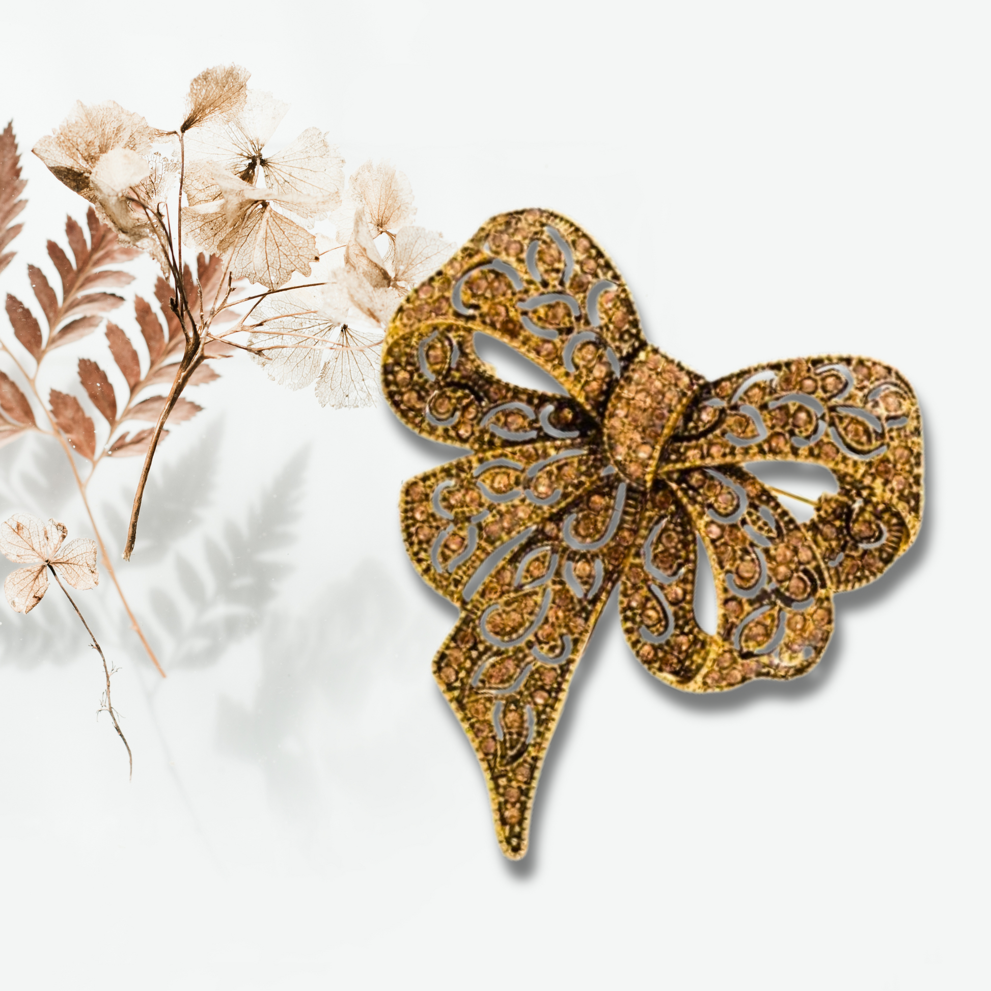 Champagne Gold Bow Brooch