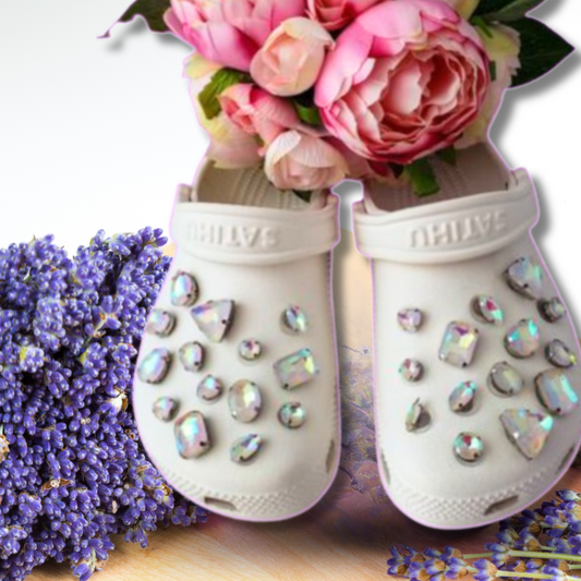 Luxury White Iridescent Glass Rhinestone Shoe Charms