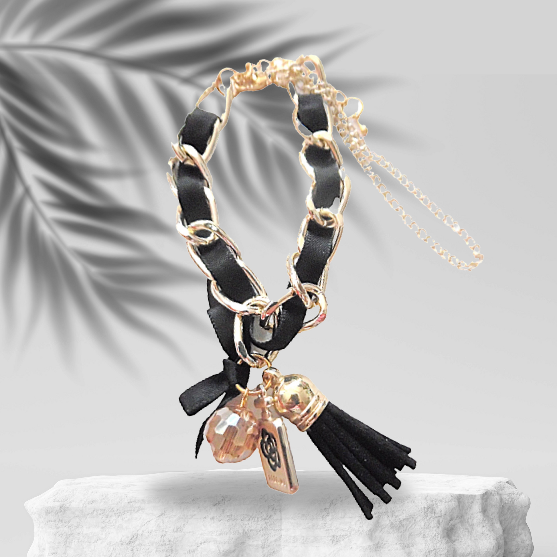 Black Perfume Charm Statement Bracelet