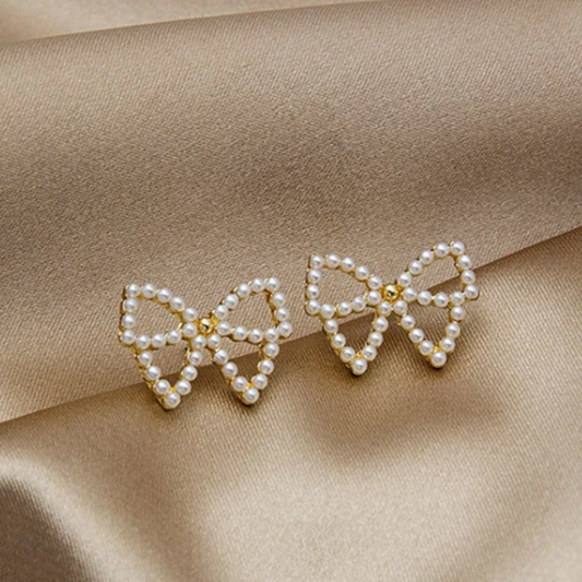 Retro Pearl Bow Statement Fashion Earrings