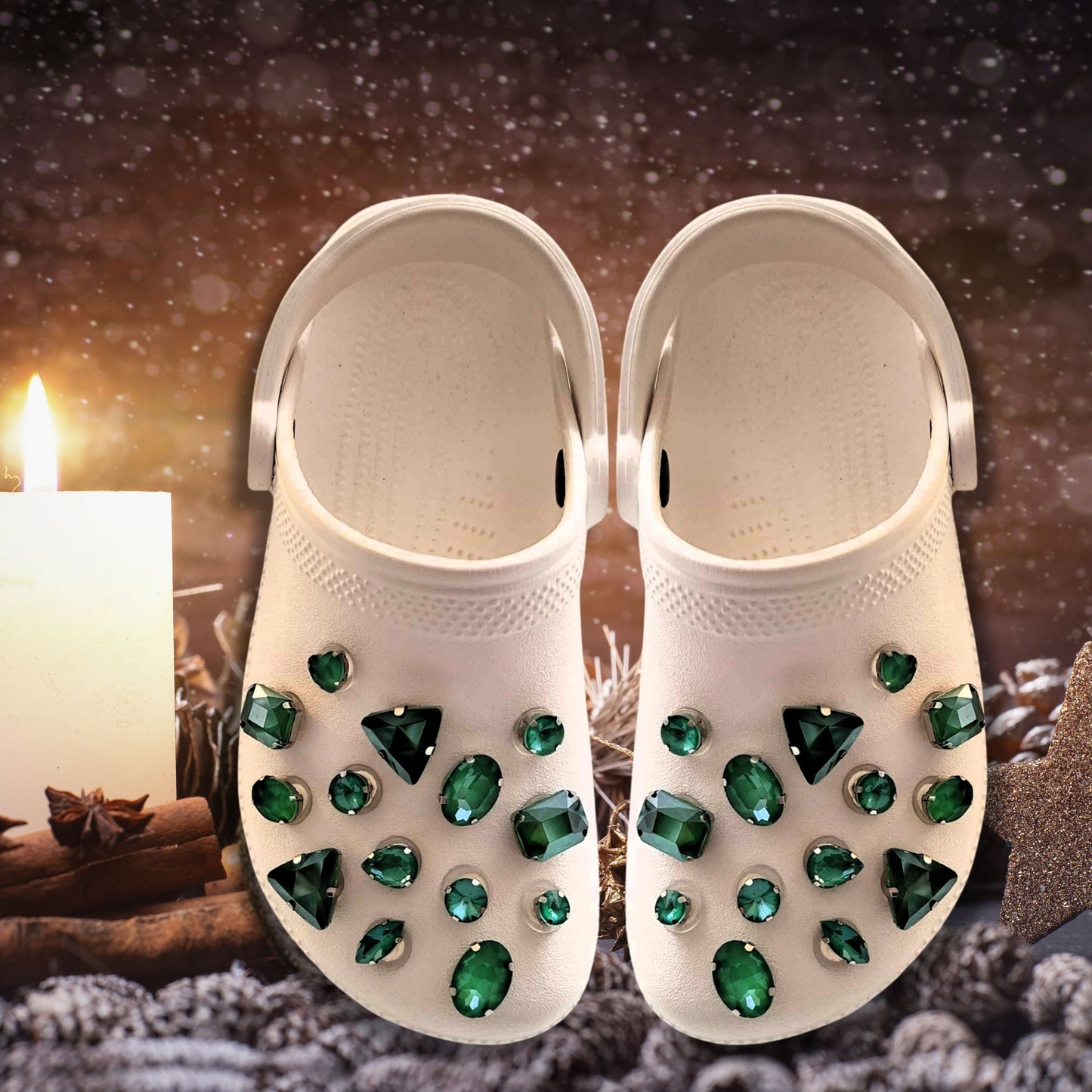 Crocs Charms Dark Green Jelly Rhinestone Shoe Charms