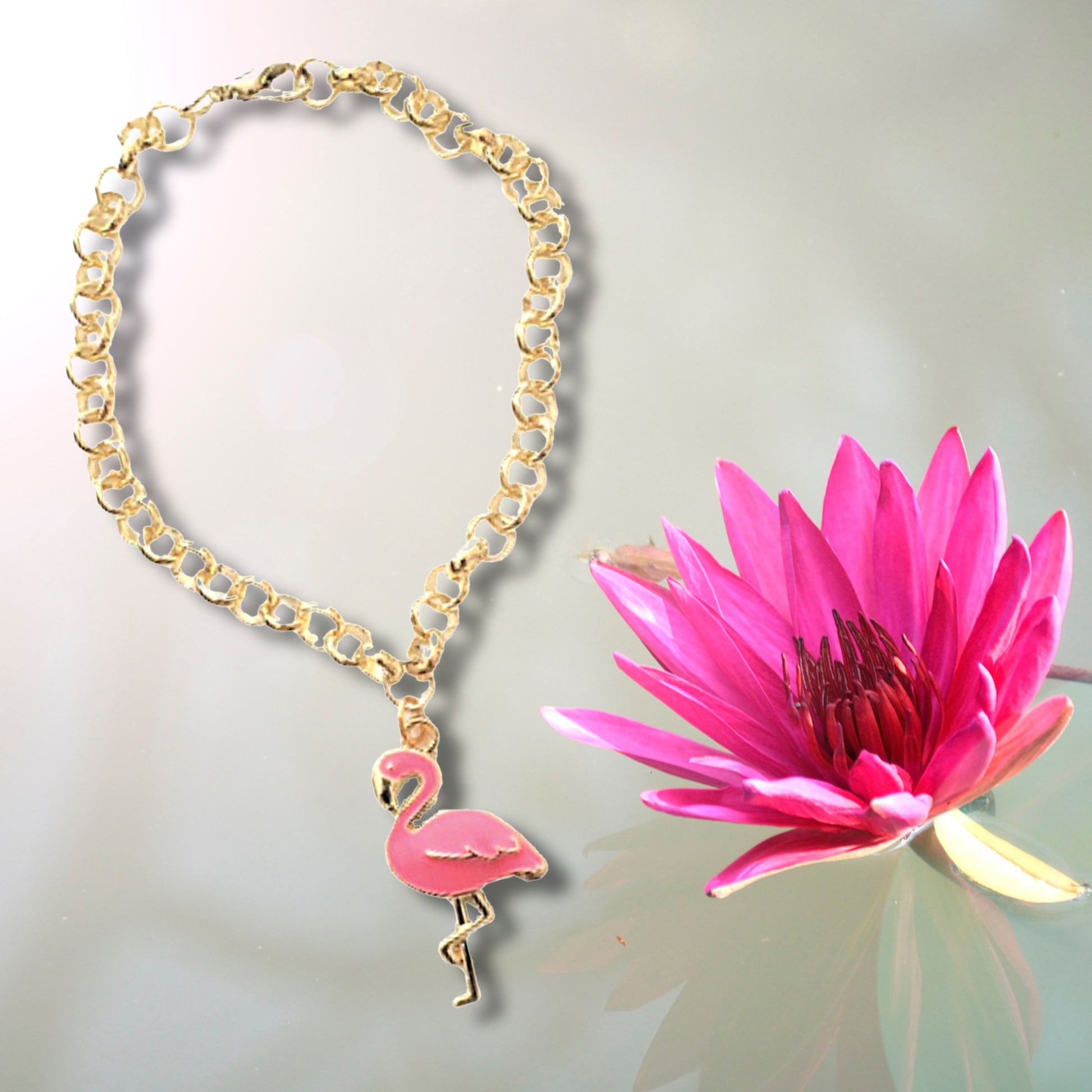 Flamingo Charm Statement Bracelet