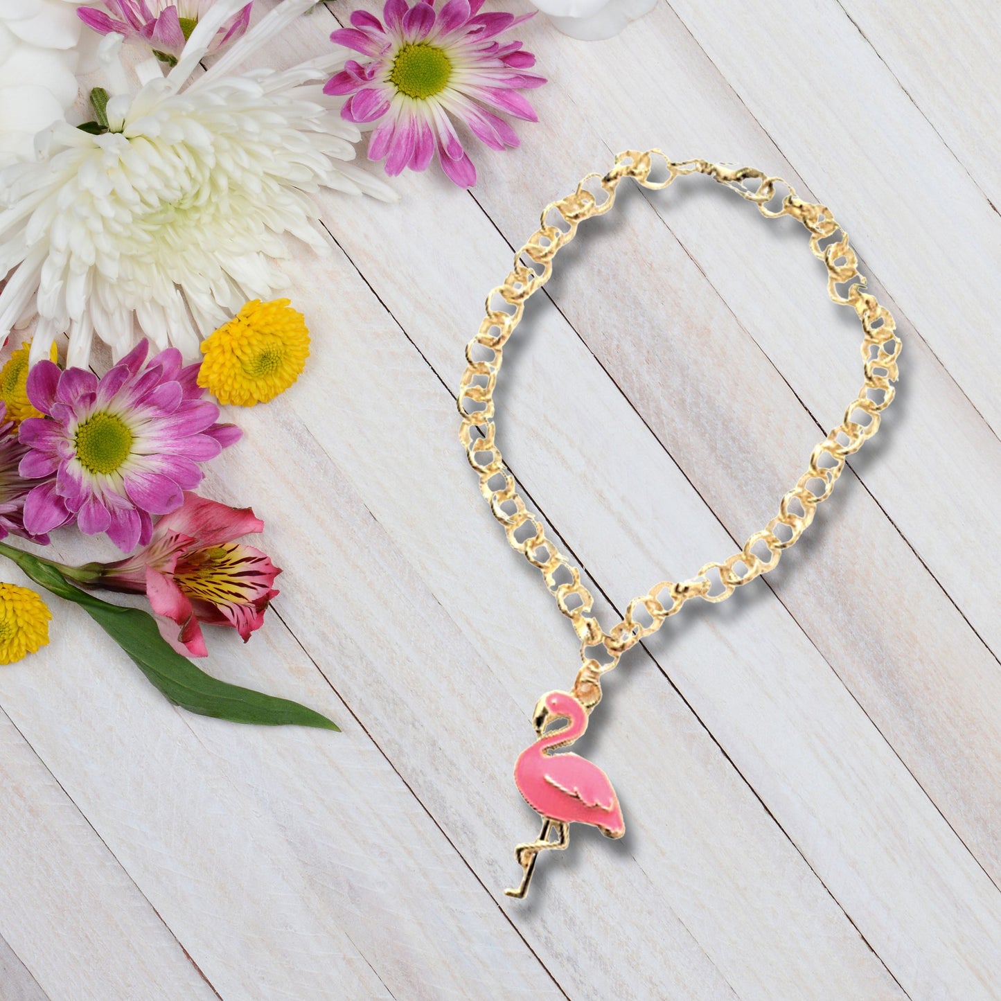 Flamingo Charm Statement Bracelet