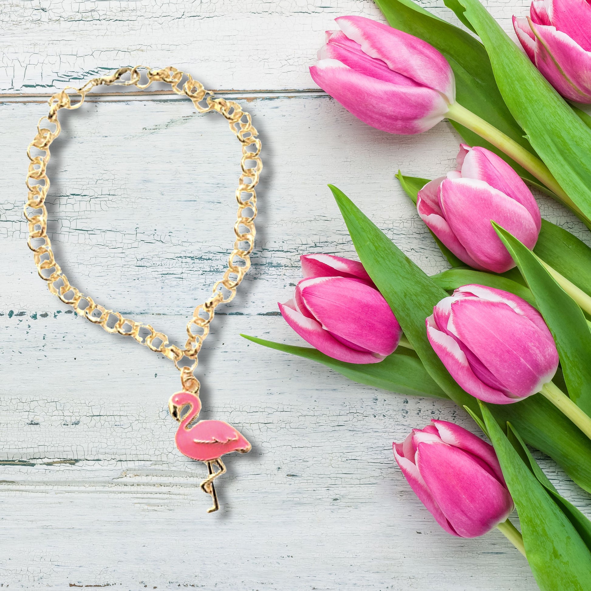 Flamingo Charm Statement Bracelet