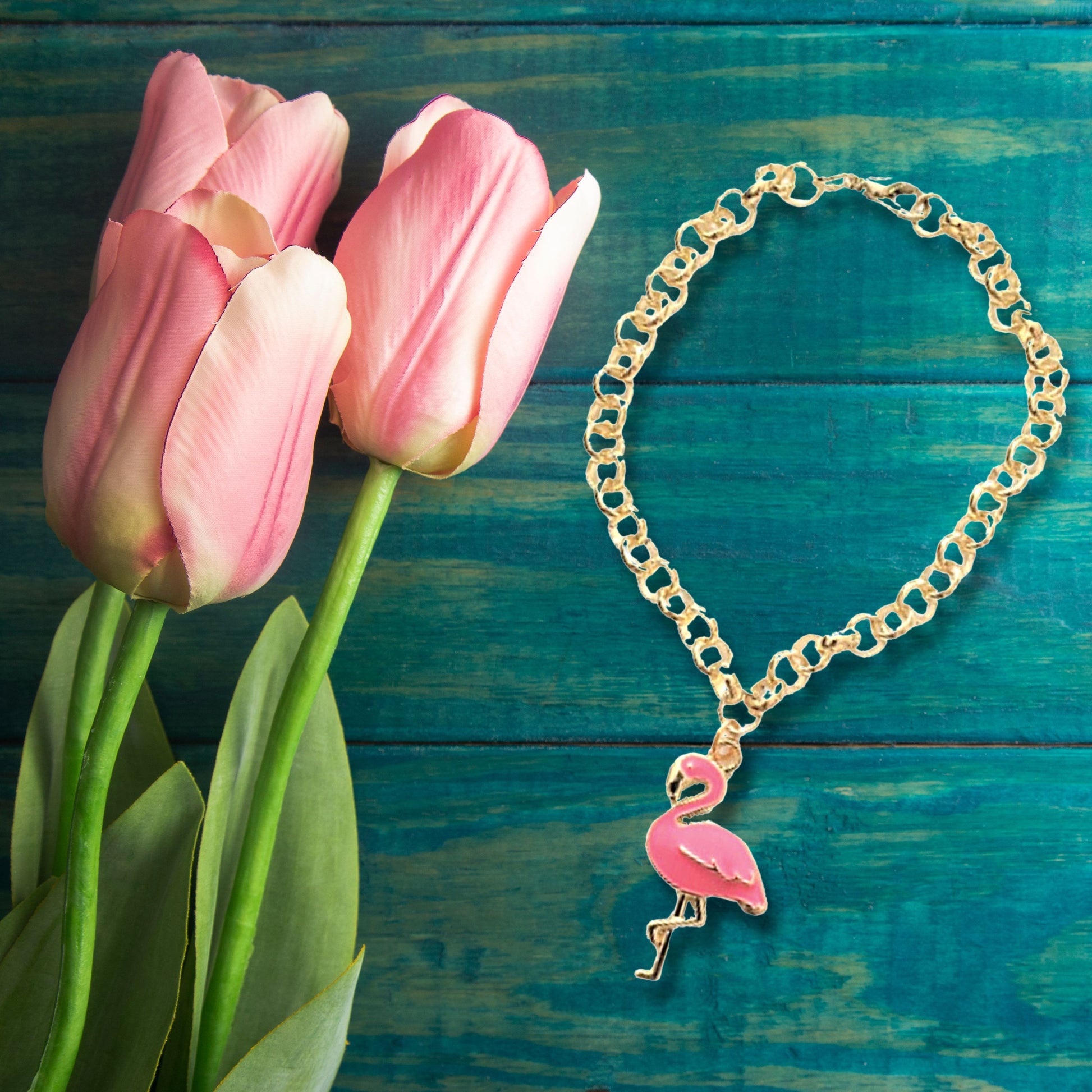 Flamingo Charm Statement Bracelet