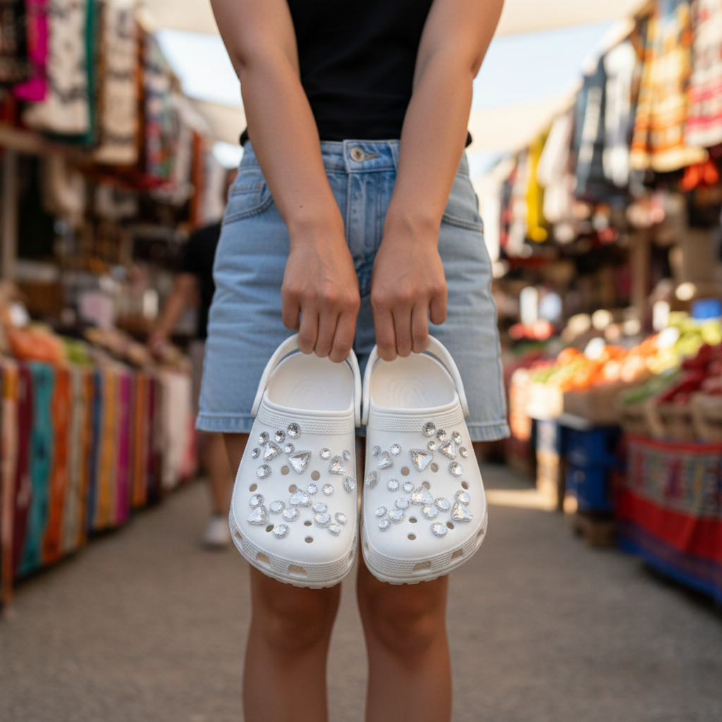 Luxury Silver Claw White Jelly Glass Rhinestone Shoe Charms