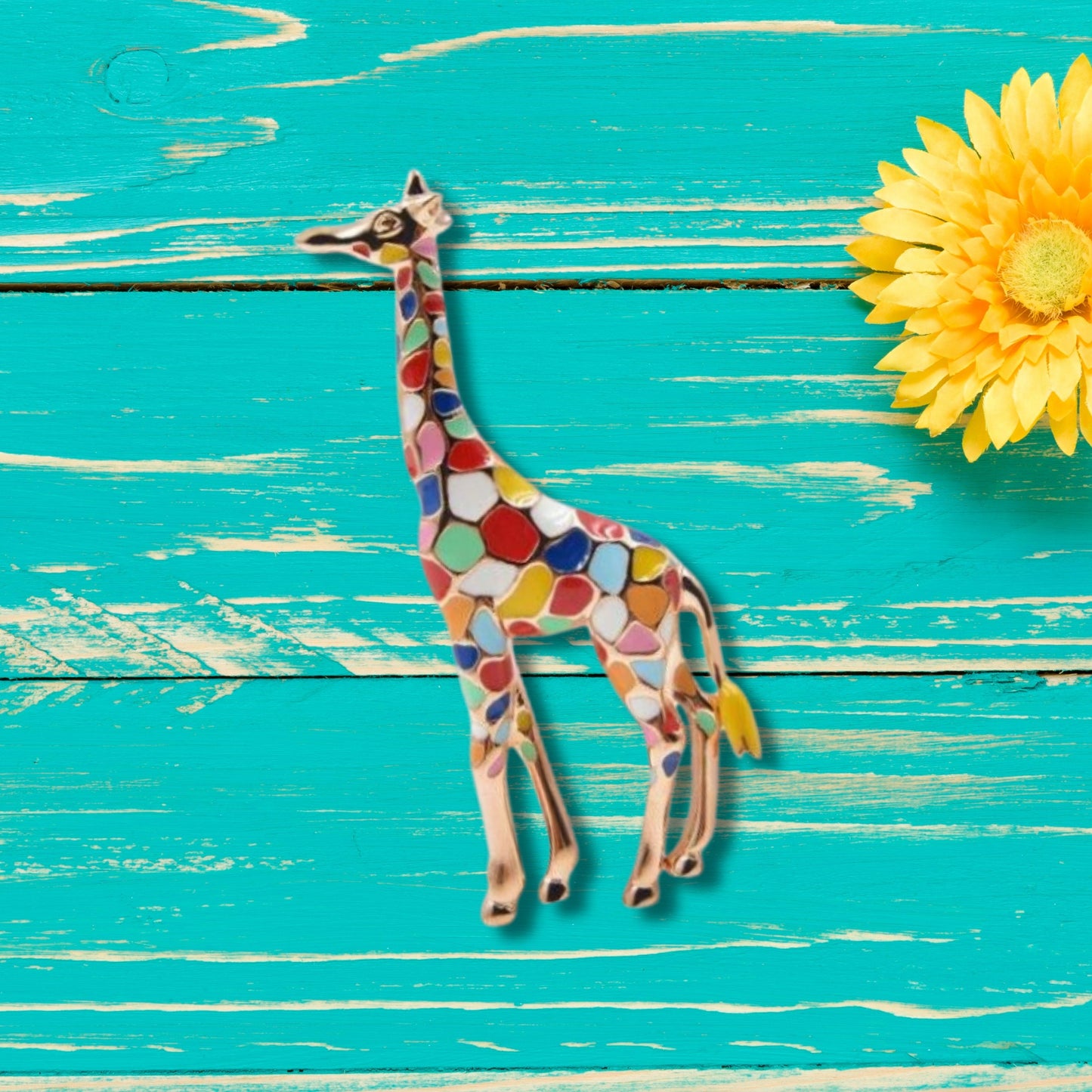 Rainbow Giraffe Statement Brooch