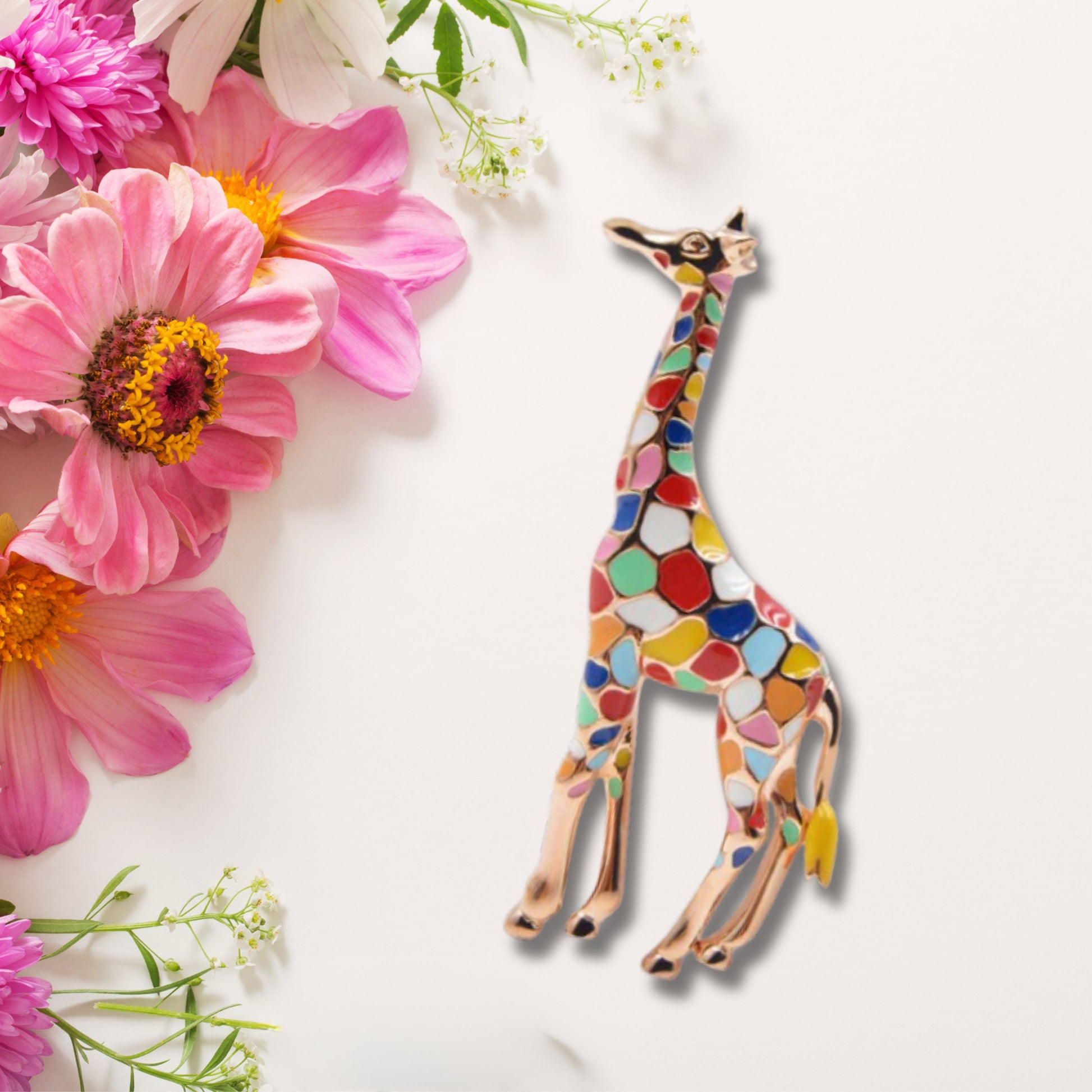 Rainbow Giraffe Statement Brooch