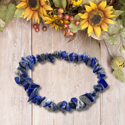 Natural Healing Pure Blue Lapis Lazuli Stretch Bracelet