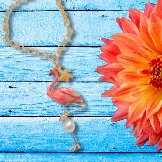 Large Flamingo Charm Statement Bracelet