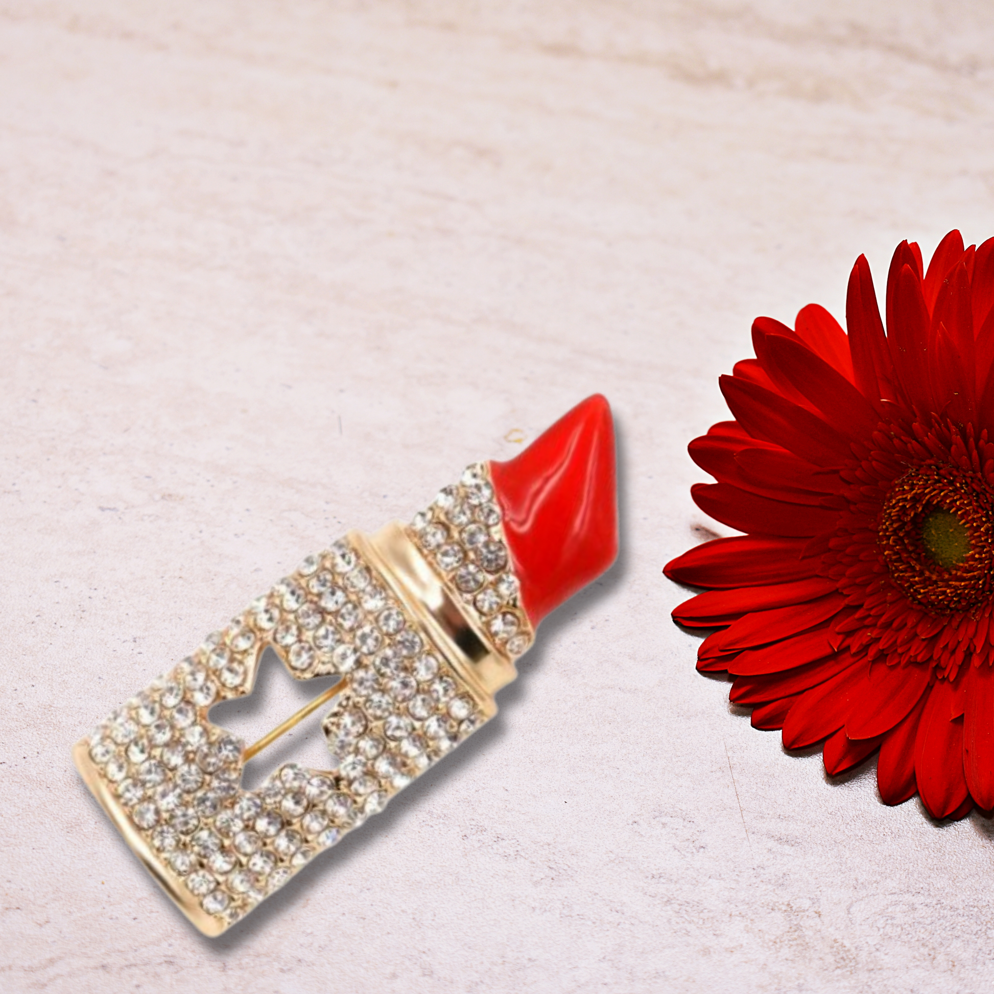 Lipstick Bling Fashion Brooch