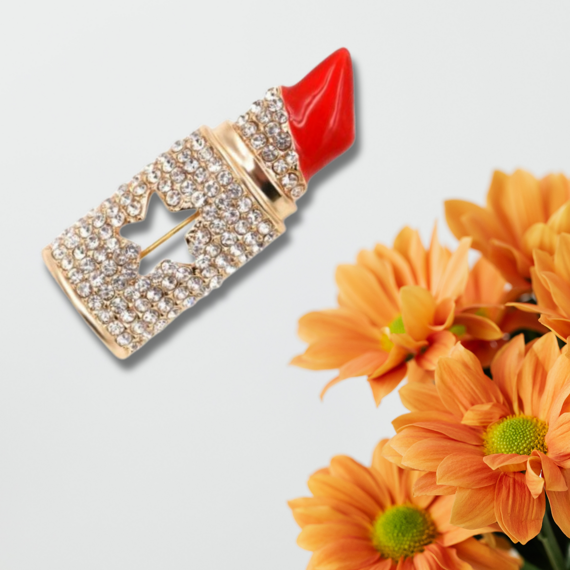 Lipstick Bling Fashion Brooch