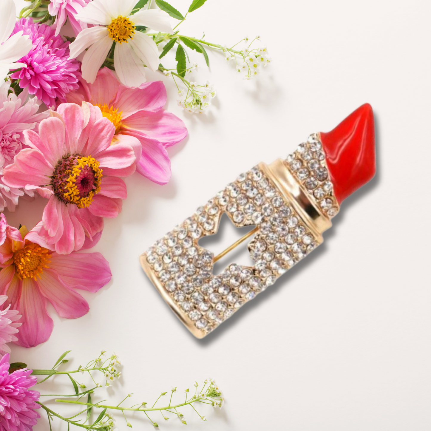 Lipstick Bling Fashion Brooch