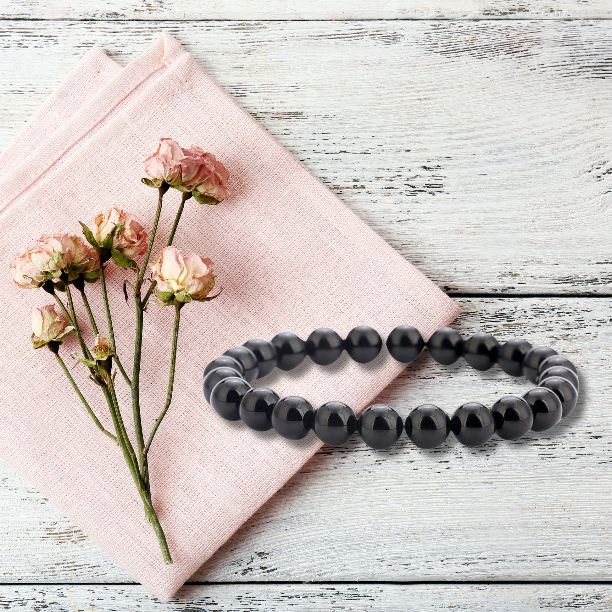 Natural Healing Black Onyx Bead Bracelet