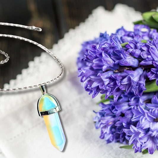 Natural Healing Opal Silver Plated Necklace