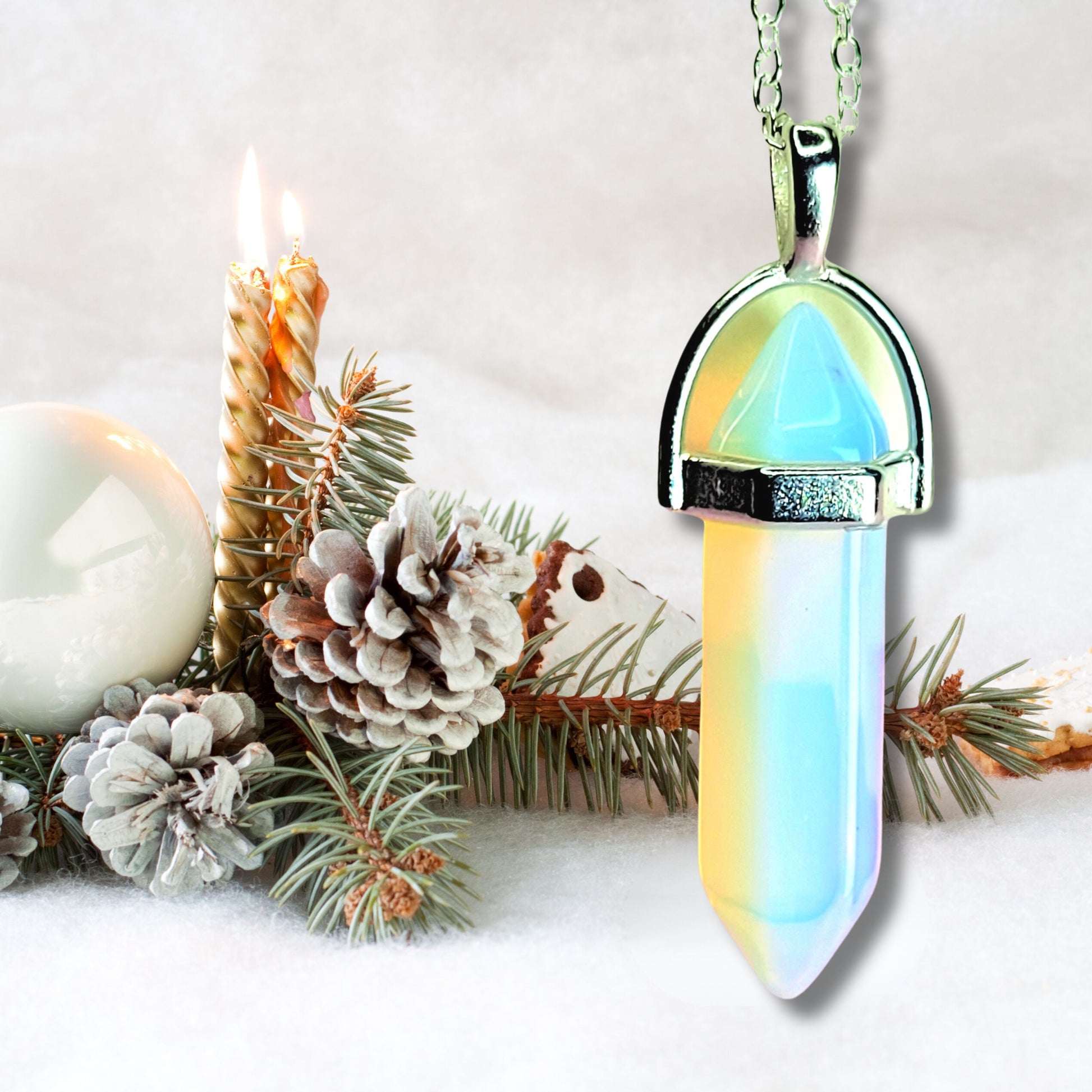 Natural Healing Opal Silver Plated Necklace