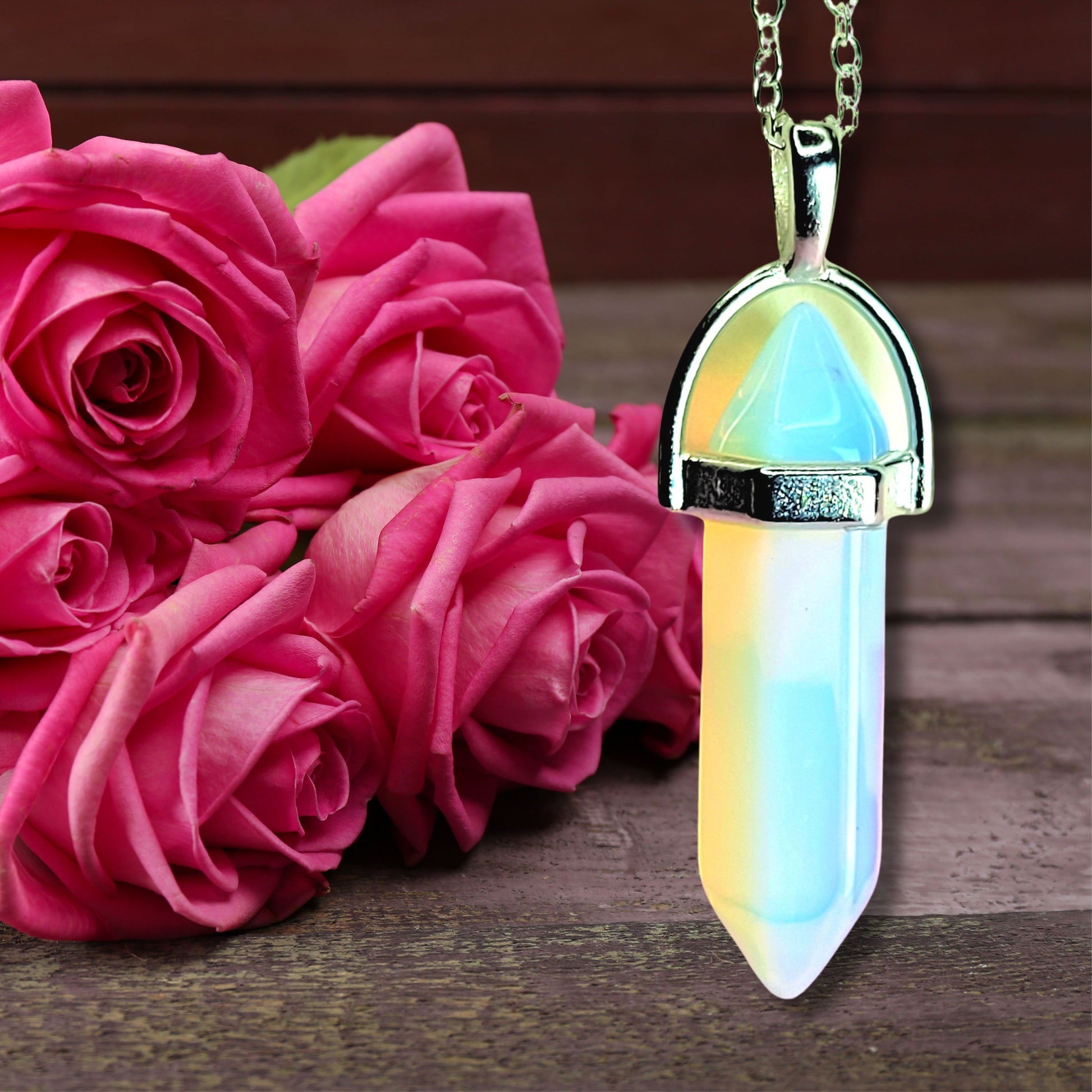 Natural Healing Opal Silver Plated Necklace